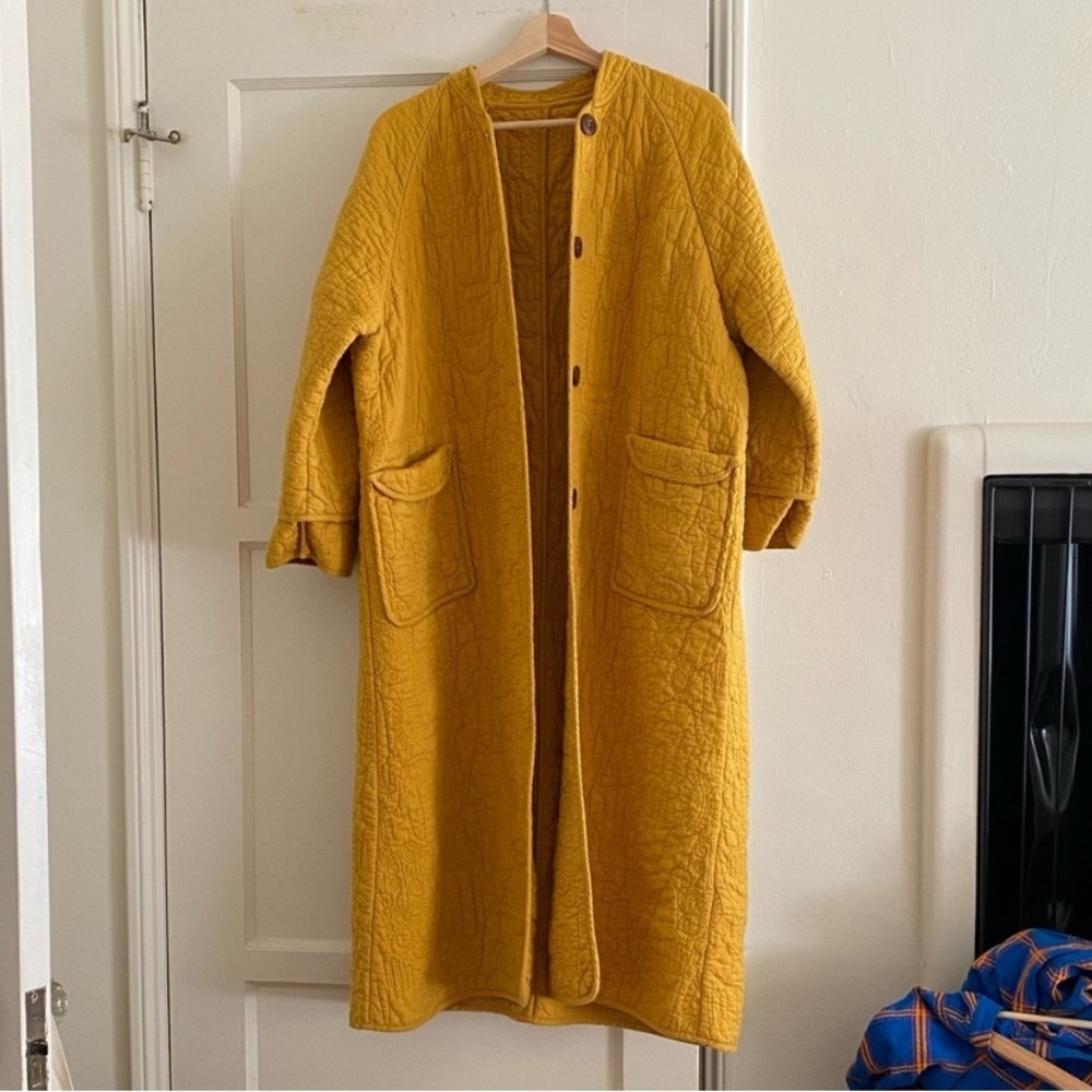 Hamsa Quilted Coat in yellow Sunshine by Jungalow size M